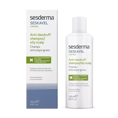 SESDERMA SESKAVEL CONTROL Šampūnas nuo pleiskanų riebiai odai, 200 ml