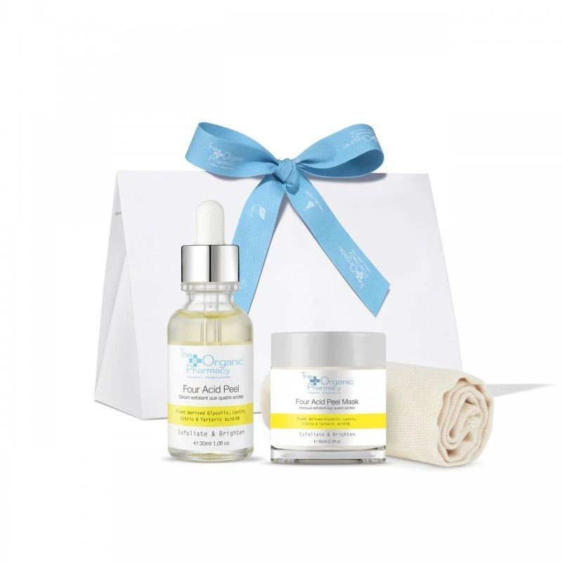THE ORGANIC PHARMACY Eksfolijuojantis Keturių rūgščių serumo ir kaukės rinkinys veidui „Renew & Smooth Kit” su ekologiškos medvilnės servetėle THE ORGANIC PHARMACY Eksfolijuojantis Keturių rūgščių serumo ir kaukės rinkinys veidui „Renew & Smooth Kit” su ekologiškos medvilnės servetėle
