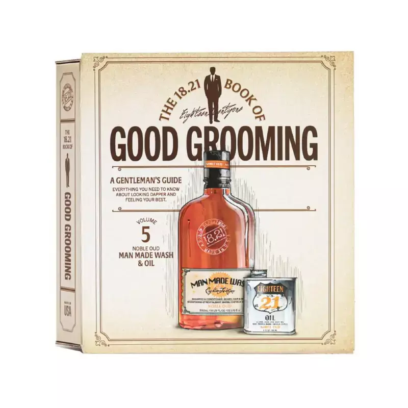 1821 MAN MADE Plaukų, barzdos ir kūno priežiūros priemonių rinkinys vyrams Faux Book Gift Set Noble Oud