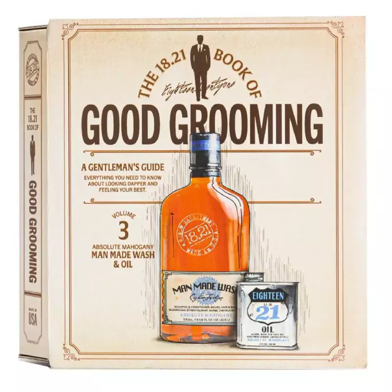 1821 MAN MADE Plaukų ir kūno priežiūros priemonių rinkinys vyrams Faux Book Gift Set Absolute Mahogany