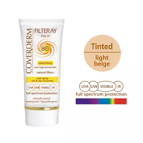 COVERDERM Apsauginis veido kremas su spalva SPF80 Light Beige, 50ml