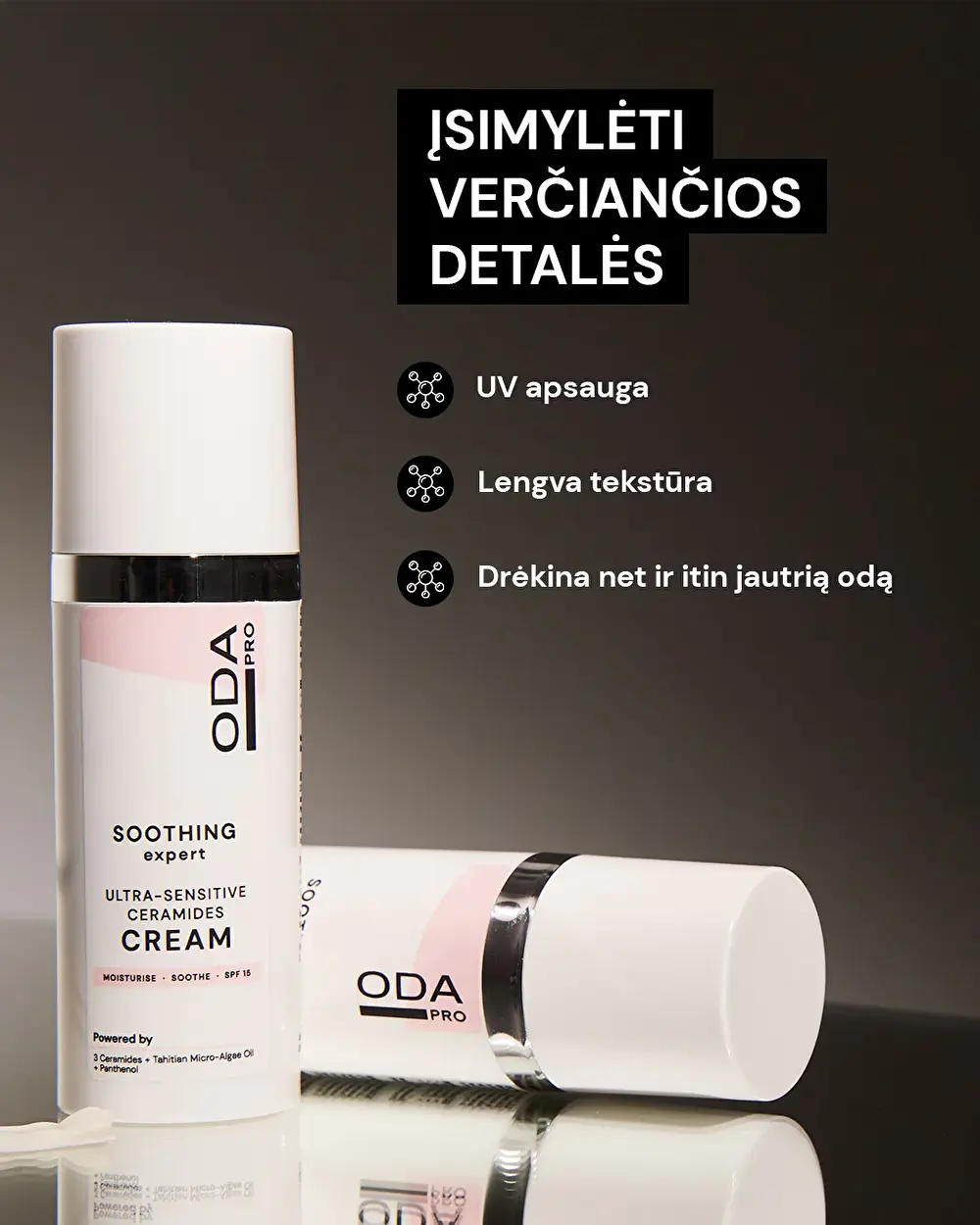 ODA PRO Kremas su keramidais jautriai odai ODA PRO Kremas su keramidais jautriai odai