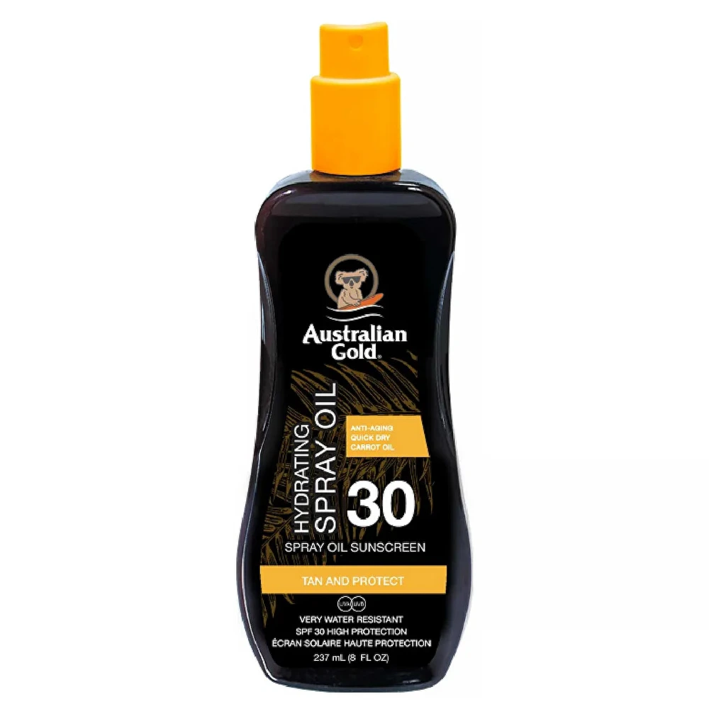 Australian Gold Hydrating Spray Oil SPF 30 su morkų aliejumi, 237ml  - NAUJIENA Australian Gold Hydrating Spray Oil SPF 30 su morkų aliejumi, 237ml  - NAUJIENA