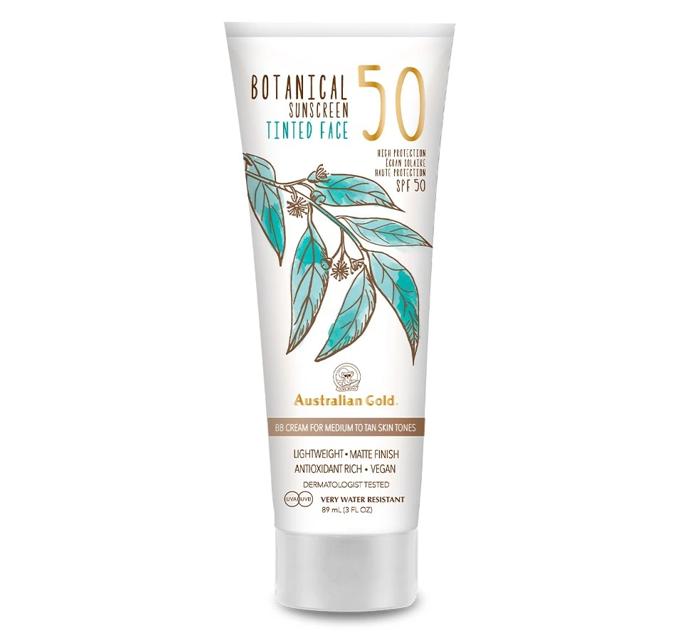 Australian Gold Botanical SPF 50 atspalvį veidui suteikiantis losjonas Medium-Tan, 88ml  