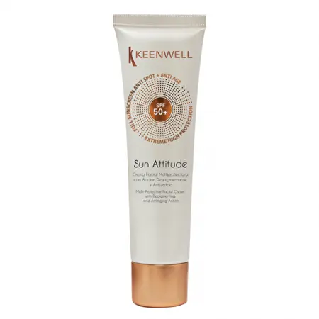 KEENWELL SUN ATTITUDE SPF 50 Depigmentuojantis ir prieš odos senėjimą veikiantis veido kremas, 60 ML KEENWELL SUN ATTITUDE SPF 50 Depigmentuojantis ir prieš odos senėjimą veikiantis veido kremas, 60 ML