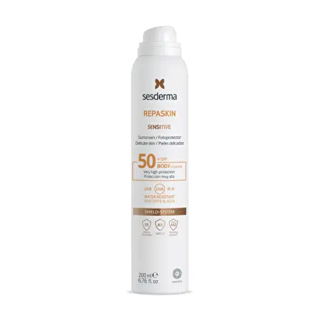 SESDERMA REPASKIN SENSITIVE SPF50+ Purškiama saulės apsauga kūnui
