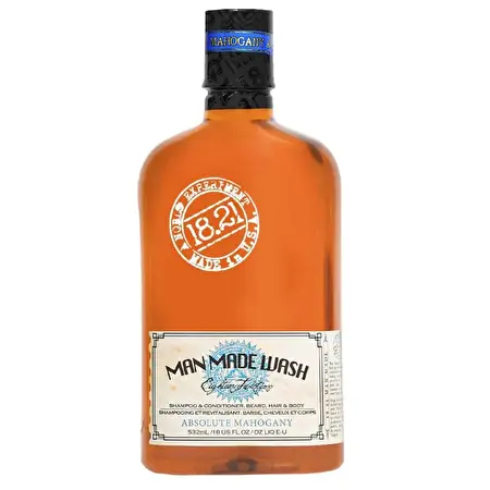 1821 MAN MADE Daugiafunkcė priemonė vyrams 3 in 1: stiprinamasis šampūnas, kondicionierius ir kūno prausiklis viename Wash Absolute Mahogany, 532ml