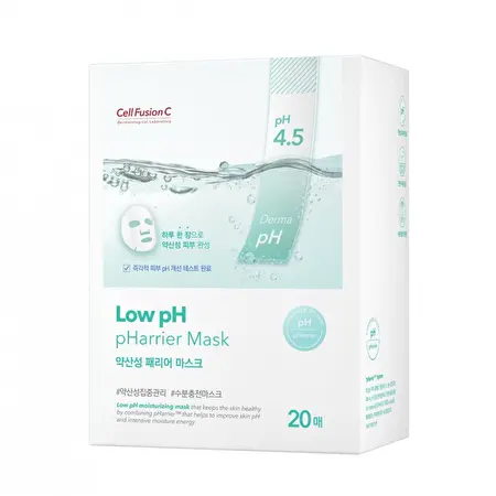 CELL FUSION C „Low pH pHarrier Mask“ drėkinanti lakštinė veido kaukė (dėžutė), 25mlx10 vnt.