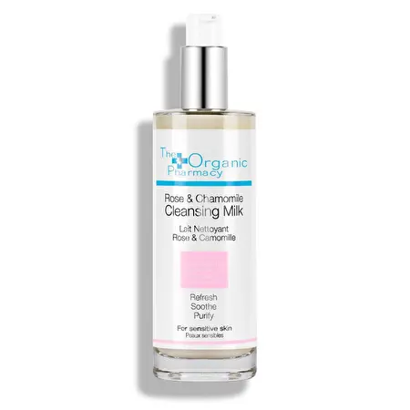 THE ORGANIC PHARMACY Rožių ir ramunėlių valomasis veido pienelis „Rose & Chamomile Cleansing Milk“, 100ml