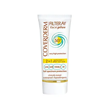 COVERDERM Apsauginis veido kremas su spalva, riebiai, aknės pažeistai odai SPF50+ Soft Brown, 50 ml