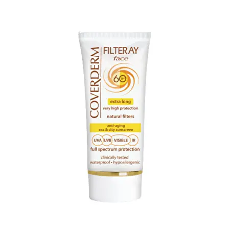 COVERDERM Apsauginis veido kremas su spalva SPF60 Light Beige, 50 ml