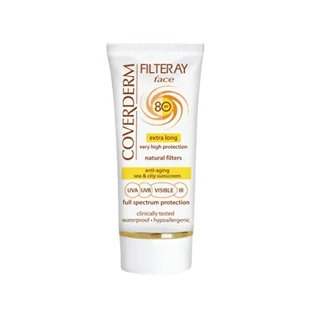 COVERDERM Apsauginis veido kremas su spalva SPF80 Light Beige, 50 ml