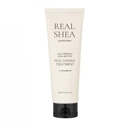 Rated Green REAL SHEA Maitinanti kaukė plaukams „Cold Pressed Shea Butter Real Change Treatment“, 240 ml