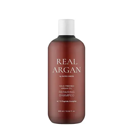 Rated Green REAL ARGAN Atstatomasis šampūnas "Cold Pressed Argan Oil Repairing Shampoo", 400 ml	