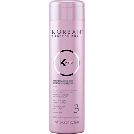 Korban K-Protein Extreme Reconstructor- 3 atstatomoji plaukų priemonė, 250 ml