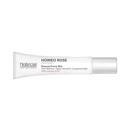 NATINUEL HOMEO ROSE Kremas stipriai paraudusioms veido vietoms ir kuperozei gydyti, 25ml