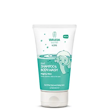 WELEDA Kids 2in1 šampūnas ir prausiklis Mint, 150ml